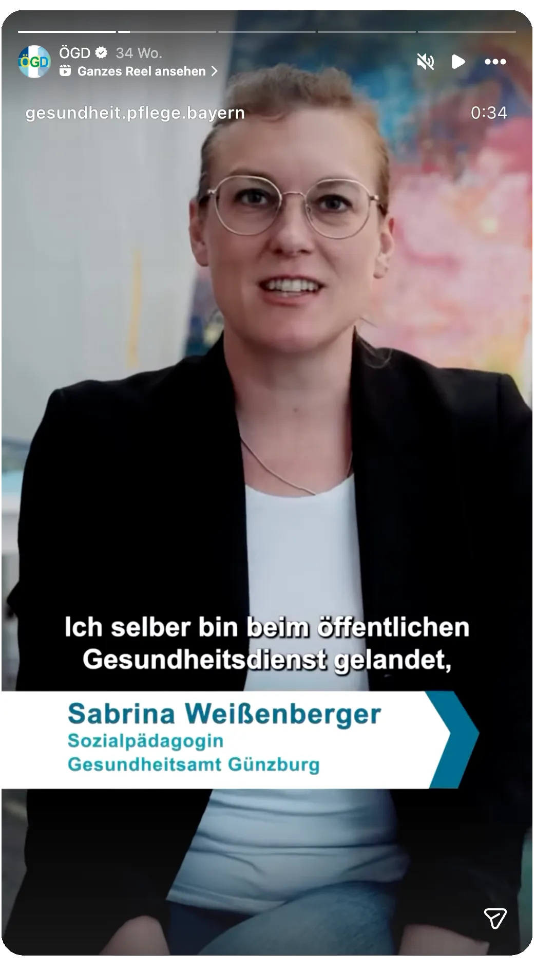 Instagram Reel Sabrina Weißenberger, Sozialpädagogin Gesundheitsamt Günzburg
