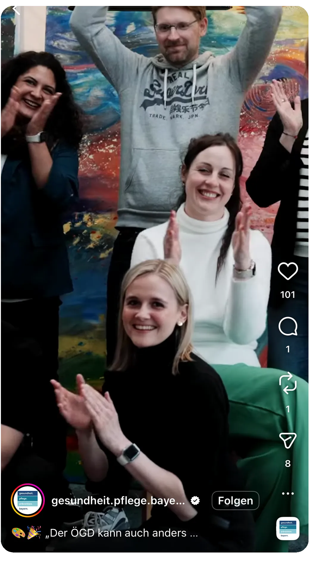 Instagram Reel Mitarbeitende des ÖGD Action Painting